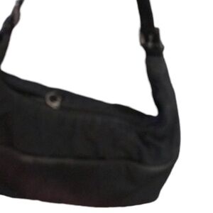 Coach black microfiber/ leather shoulder bag  well loved W/lots of life